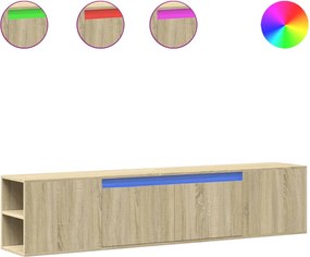 vidaXL Dulap TV de perete cu lumini LED, stejar sonoma, 180x31x39,5 cm