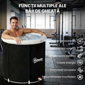 Outsunny Cadă cu Gheață 280L, Cadă pentru Imersiune în Terapia Rece cu Capac și Pompă, Cadă Gonflabilă pentru Recuperare/Terapie pentru Interior și Exterior Adulți | Aosom Romania