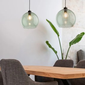 Pendul pe cablu CUBUS 1xE27/15W/230V negru/verde fumuriu