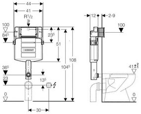 Rezervor incastrat Geberit Sigma UP320, 12 cm, pentru vas wc pe pardoseala - GEB109.300.00.5