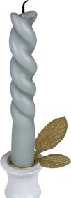 Bobeche decorativ din metal, finisaj alamă antichizată, motiv frunze, 8 x 6 cm, „Leaf Brass”