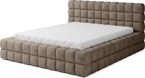 Pat tapitat cu somiera rabatabila si lada depozitare, 180x200 cm, ELTAP, BE-DIZ-MET-20AMO, Dizzle, metal/poliester, bej inchis