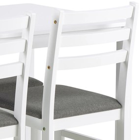 MAZZONI EXPORT Set TORINO masă + 4 scaune Alb/Gri deschis (material Sawana 21) - SET DE LEMN PENTRU BUCĂTĂRIE/SUFRAGERIE