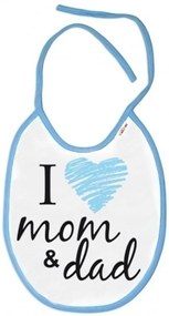 Baby Nellys Bavetă impermeabilă I love mama & Tata, 24 x 27 cm - albastru