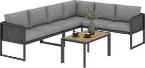 Outsunny Set mobilier de grădină exterior colțar modulabil 6 persoane, canapele, masă de cafea și perne, gri închis | Aosom Romania