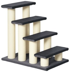 PawHut Hundetreppe 4 Scări 59 cm Înălțime Scara pentru pisici și câini Scările pentru câini Cale de acces pentru pat, canapea, fotoliu Gri | Aosom Romania