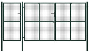 vidaXL Poartă de grădină, verde, 400 x 200 cm, oțel