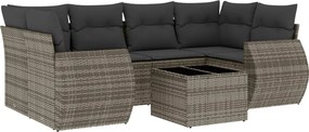vidaXL Set canapele de grădină, 7 piese, cu perne, gri, poliratan
