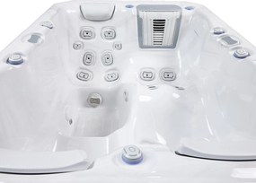 Minipiscina jacuzzi 3 persoane, alb-lucios, 32 jeturi, WiFi, sistem audio, pompa caldura integrata, In-Line WIS, unitate Gecko IN.YE-3, 160 x 215,