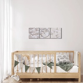 Tablou - Flori într-un peisaj gri (cu ceas) (90x30 cm)