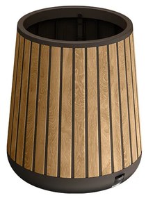 Cutie decorativă cilindrică din plastic pentru flori, 81 L, nuc