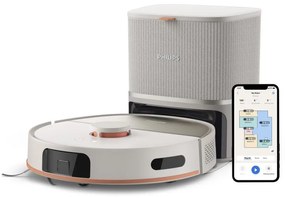 Aspirator robot și mop Philips XU5100/20, 4800 mAh, 10000 Pa, WiFi, navigare LDS, EPA 10, Curățare uscată / umedă, Bej