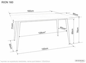 Masa Rion neagra L160xl90 cm