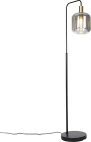 Lampa de podea de design neagra cu sticla aurie si fum - Zuzanna