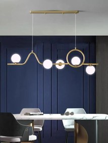 Lustra Dining Suspendata, 5 Globuri, Auriu