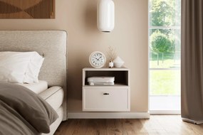 Noptieră suspendată Lorini 45 cm cu sertar - cașmir / mâner negru T-bar