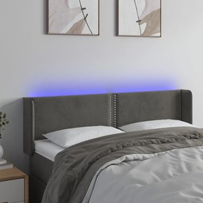 vidaXL Tăblie de pat cu LED, gri închis, 147x16x78/88 cm, catifea