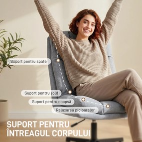 HOMCOM Fotoliu Rotativ de Living din Material Tip In, Fotoliu fără Brațe cu Șezut Spațios și Picioare din Metal, Gri Deschis | Aosom Romania