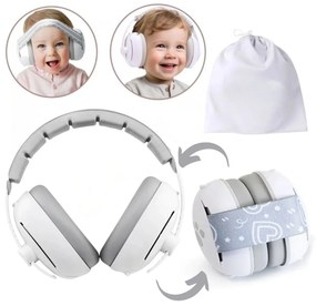 Casti antifonice bebelusi si copii 0-4 ani, model transformabil 2 in 1 Kidizi Grey, testat EN71