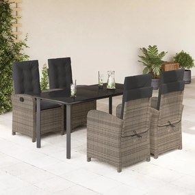 vidaXL Set mobilier de grădină cu perne, 5 piese, gri, poliratan