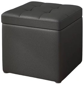 Taburet cu spațiu de depozitare, 30x30x35cm, Negru &ndash; Design modern din MDF, PU și burete