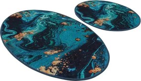 Set 2 covorase baie MARBLING, forma ovala, poliester, multicolor