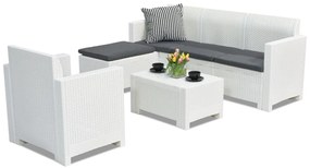 Mobilier terasă din tehnoratan Nebraska Relax Corner 5 alb Bica