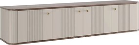 Comodă TV suspendată Vesper 4D 187 cm - cașmir / nuc / mânere aurii