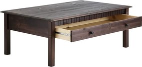 Măsuță cu 2 setare, din lemn masiv de pin Støraa Linda, maro închis