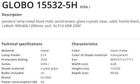 Lustra suspendata design modern Kira I negru, maro