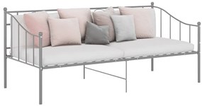 vidaXL Cadru pat canapea, gri, 90x200 cm, metal