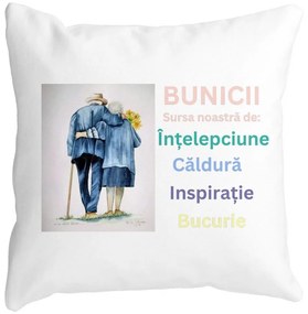 Perna Decorativa pentru Bunici 8, 40x40 cm, Alba, Mata, Husa Detasabila, Burduf