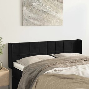 vidaXL Tăblie de pat cu aripioare negru 147x16x78/88 cm catifea