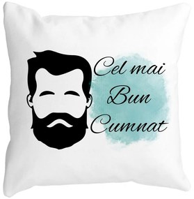 Perna Decorativa pentru Cumnat 1, 40x40 cm, Alba, Mata, Husa Detasabila, Burduf