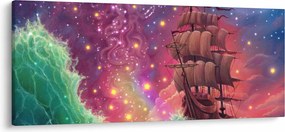 Tablou - Cerul spațial cu navă (120x50 cm)