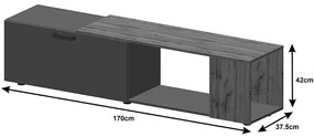 Set mobilier living Poelfy, Pako World, Gri inchis-Stejar, 170x37x42 cm