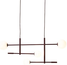 Lustra metal visiniu cu 4 globuri sticla Copenhagen