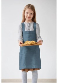 Șorț din in pentru copii Linen Tales Pinafore, 72 x 45 cm, albastru