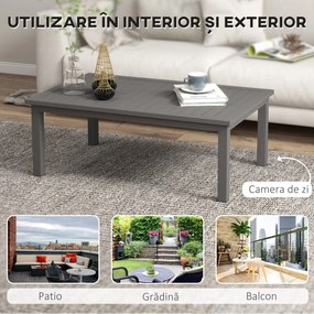 Outsunny Măsuță de Cafea din Aluminiu pentru Exterior 100x60cm, Măsuță Laterală Dreptunghiulară, Argintiu | Aosom Romania