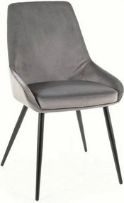Scaun COBE, stofa catifelata gri/negru, 49x43x85 cm
