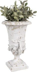 Vază decorativă pentru flori, alb-bej, Ø19x28 cm, din polirasină, stil rustic