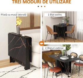 HOMCOM Masă Pliabil Multifuncțional Con Roți E 2 Extensii In Lemn 120x80x73cm | Aosom Romania