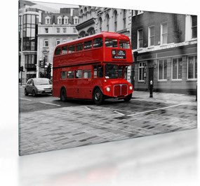 Tablou pe sticlă - Londra cu autobuz (70x50 cm)