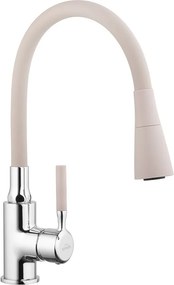 Baterie bucatarie cu pipa flexibila Invena Hula bej - crom