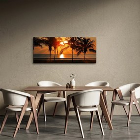 Tablou cu palmier în apus de soare (120x50 cm)