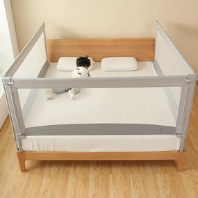 Protecție laterală pat Monkey Mum® Economy - 150 cm - gri deschis