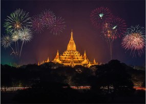 Tablou pe sticlă cu artificii în Asia (70x50 cm)