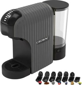 Mașină de cafea cu capsule 7-în-1 Crown CCM-1533 GR, 20 bari, 0,9 l, comandă tactilă, LED, rezervor detașabil, negru