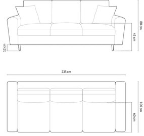 Canapea verde extensibilă, cu spațiu de depozitare cu tapițerie din catifea 235 cm Kyoto – Cosmopolitan Design