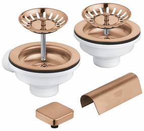 Set de scurgere cu ornament butoane pentru chiuveta dubla Grohe cupru mat 40999DL0